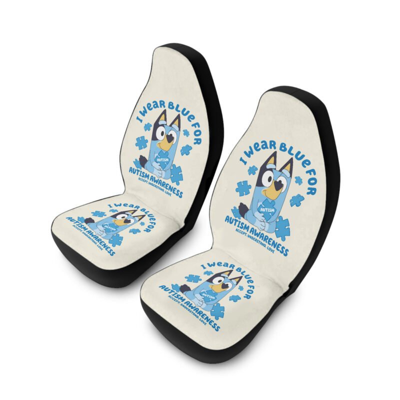 I Wear Blue For Autism Bluey Car Seat Cover