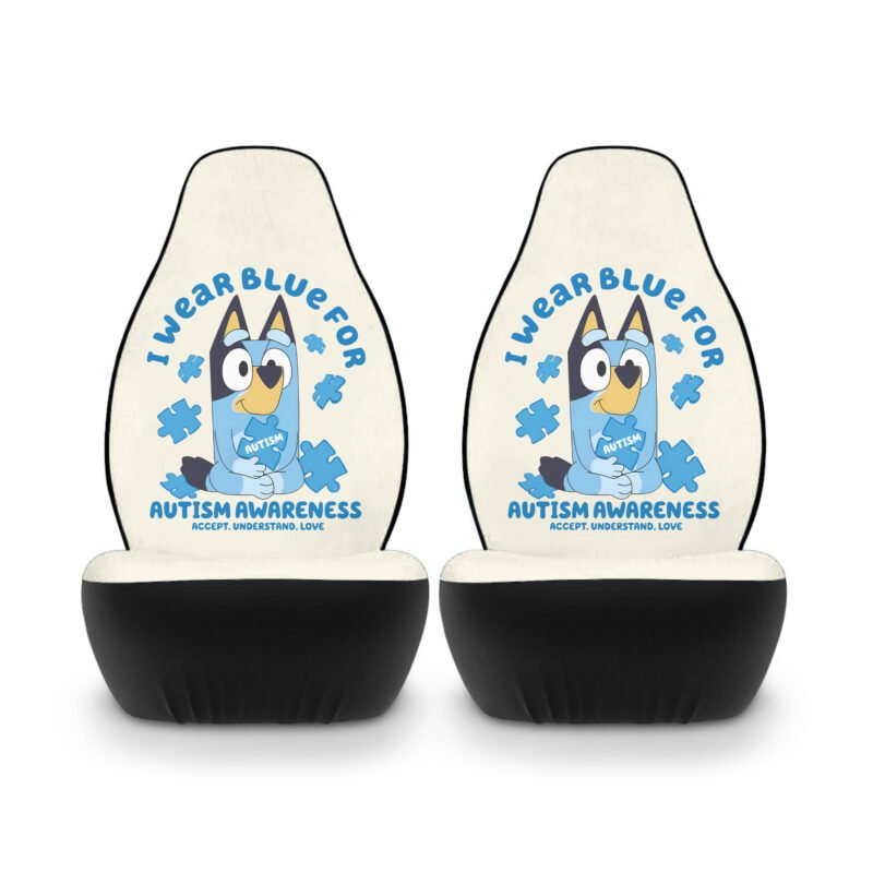 I Wear Blue For Autism Bluey Car Seat Cover