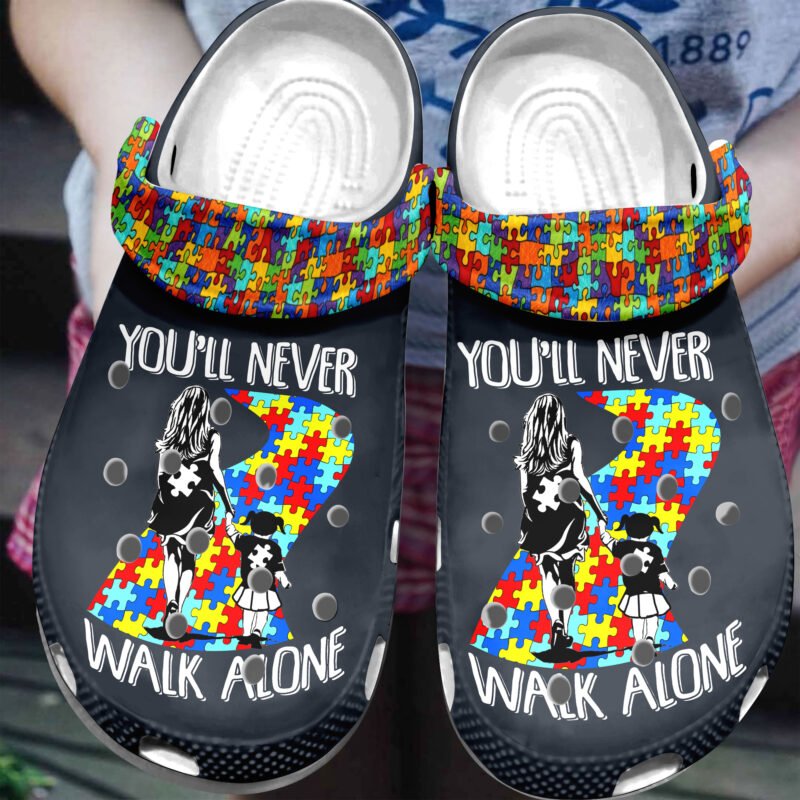 Autism Awareness Day Mom And Daughter You’ll Never Walk Alone Autism Puzzle Pieces Shoes
