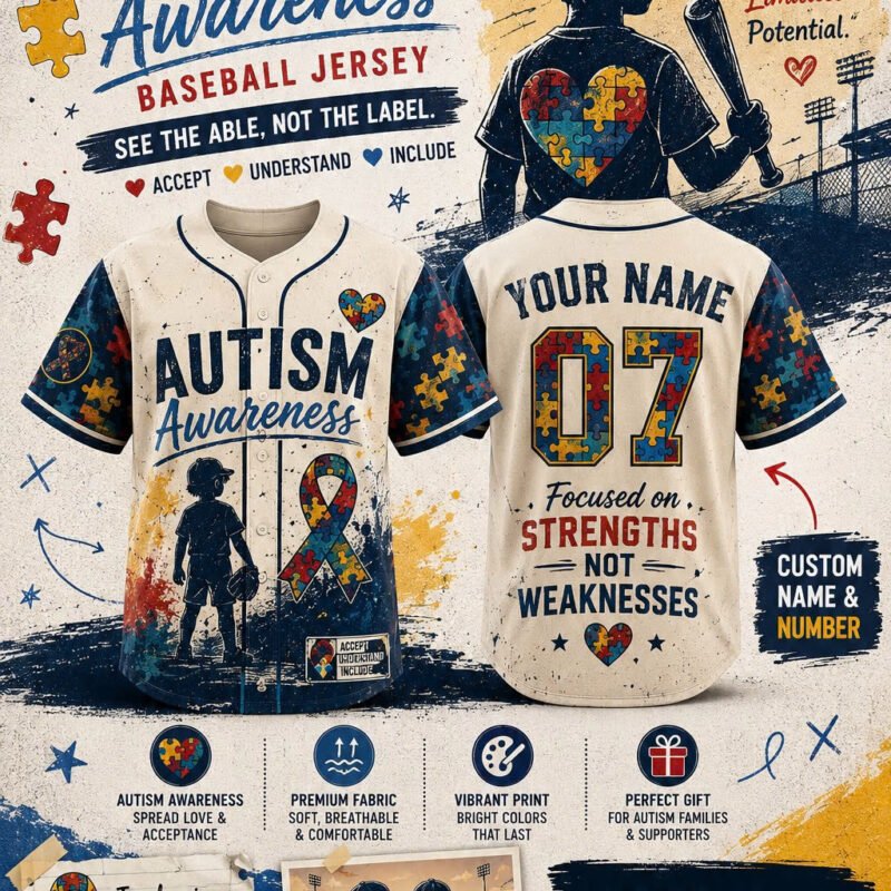 Autism Custom Baseball Jersey