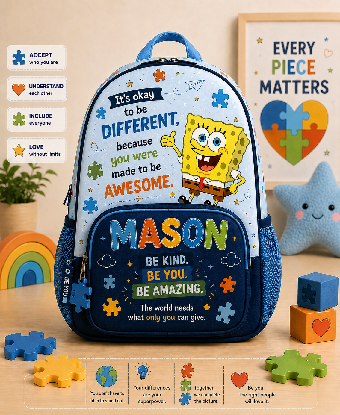 Personalized Name Autism SB Kids Backpack