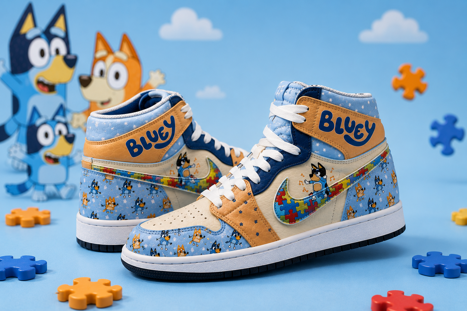 Autism Bluey High AJD- (Combo Shoes + free T-Shirt)
