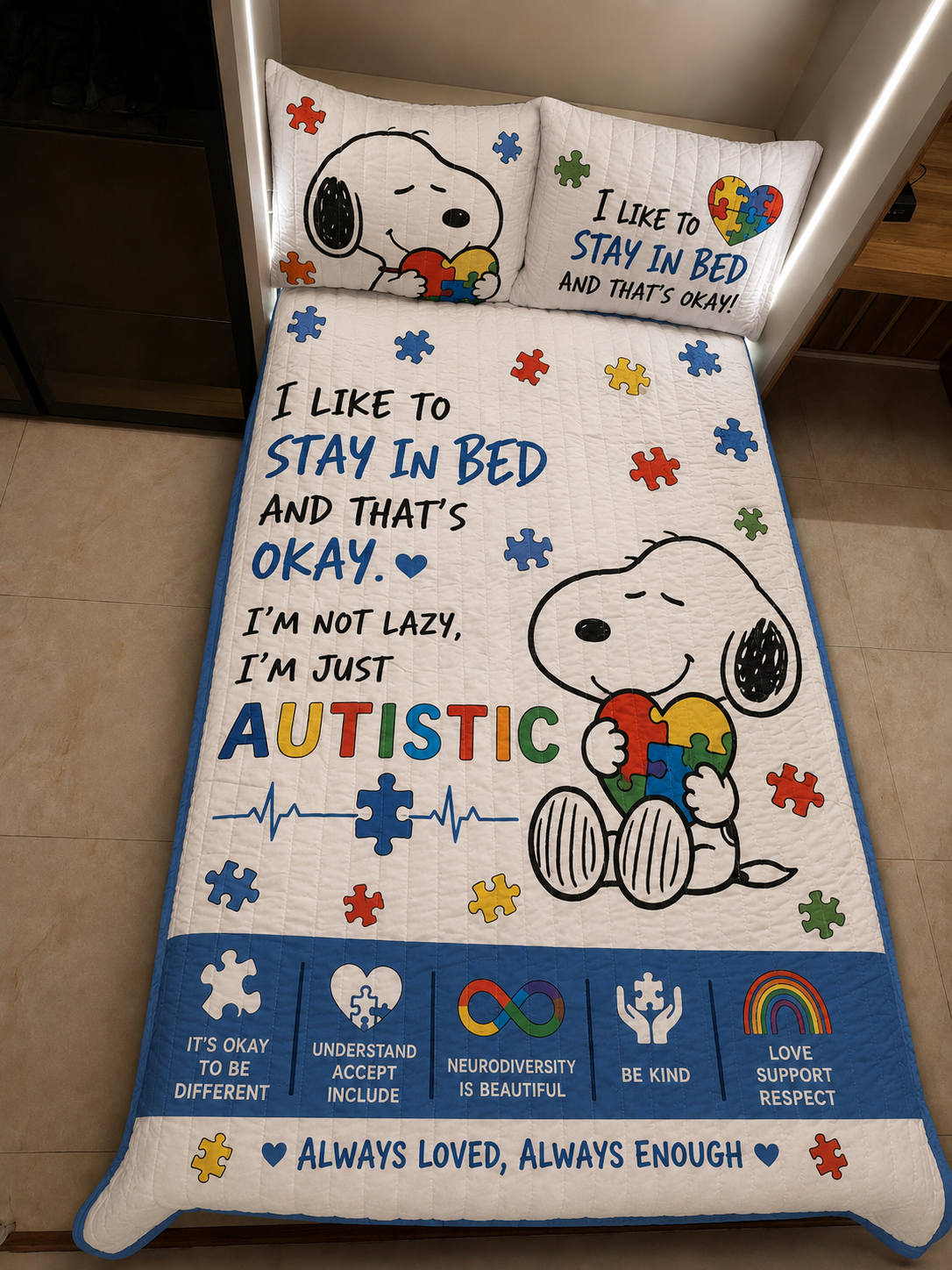 SNP Autism Quilt Bedding Set