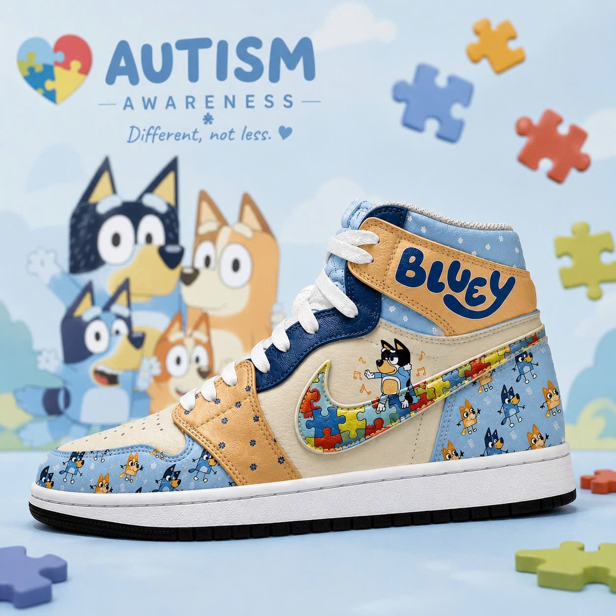 Autism Bluey High AJD- (Combo Shoes + free T-Shirt)