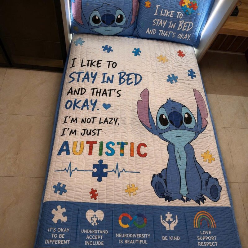 Stitch Autism Quilt Bedding Set