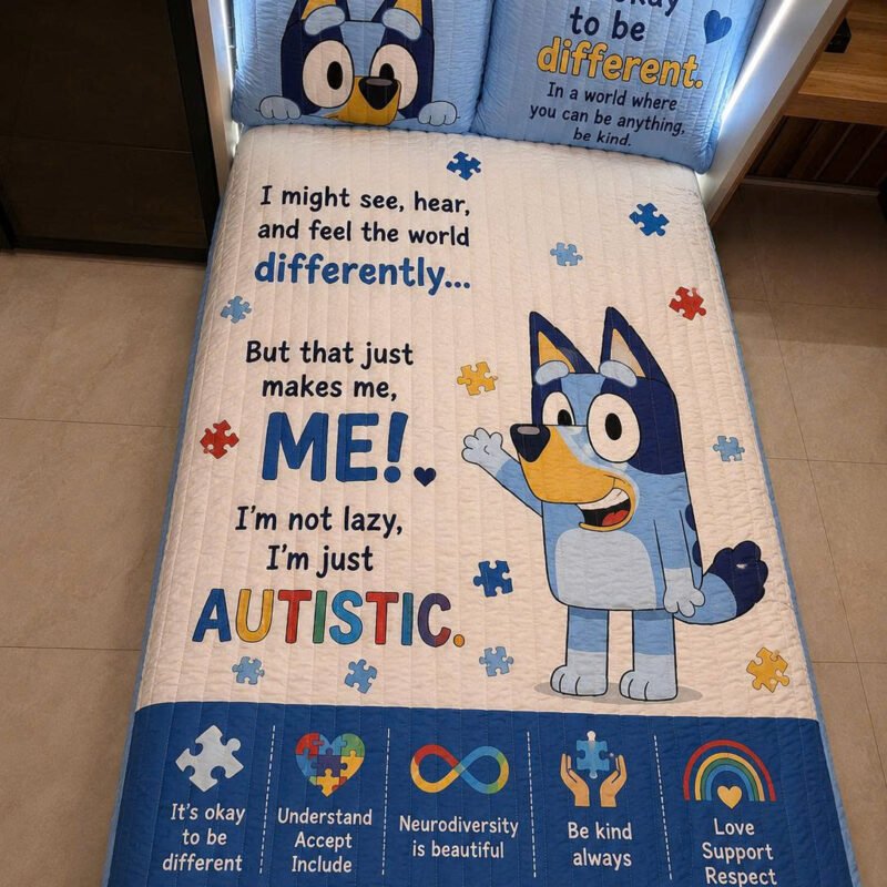Bluey Autism Quilt Bedding Set