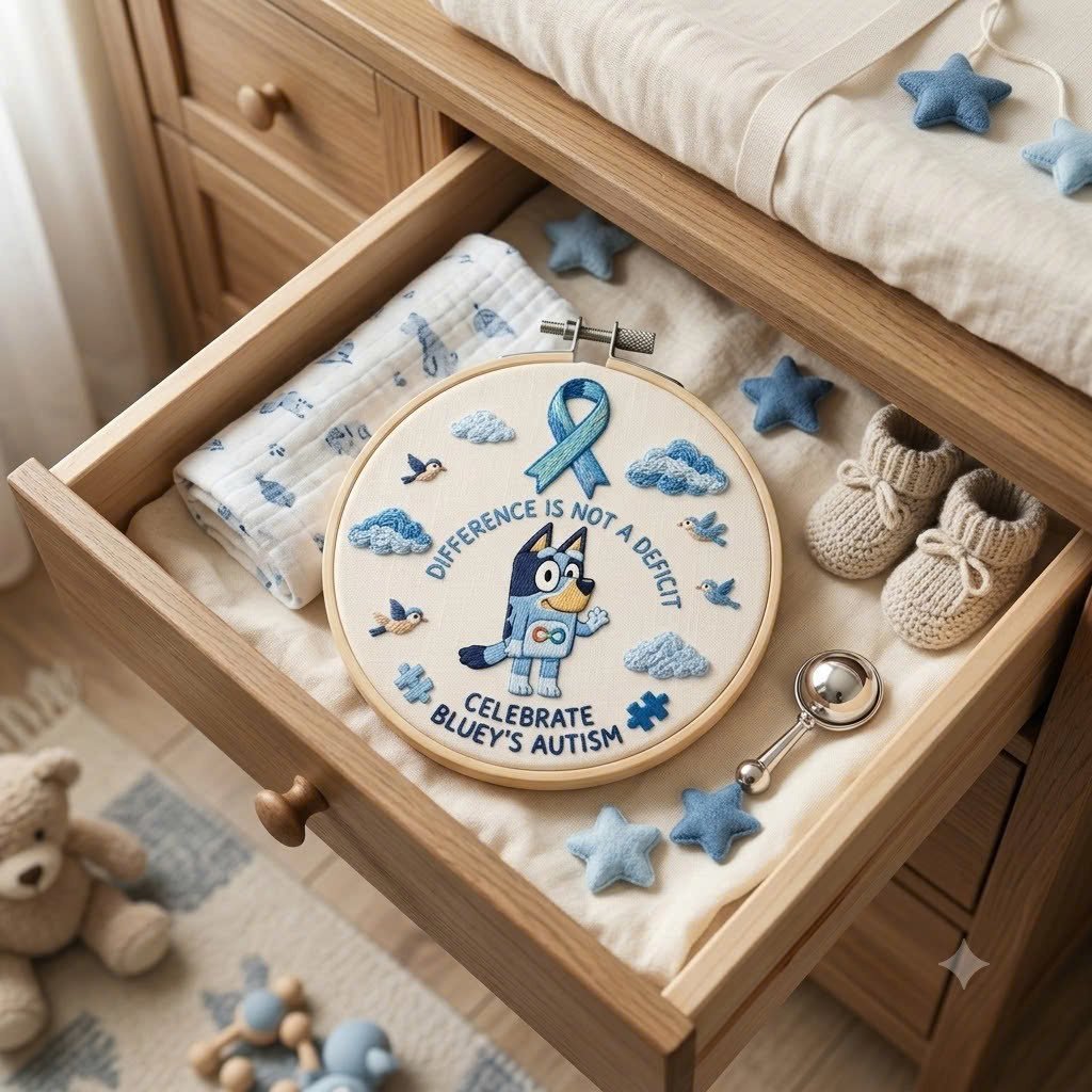 Autism Bluey Embroidered Ornament