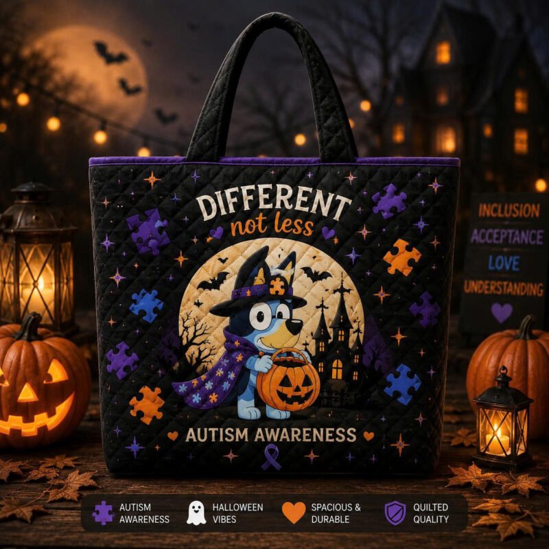 Autism Bluey Quilt Tote Bag